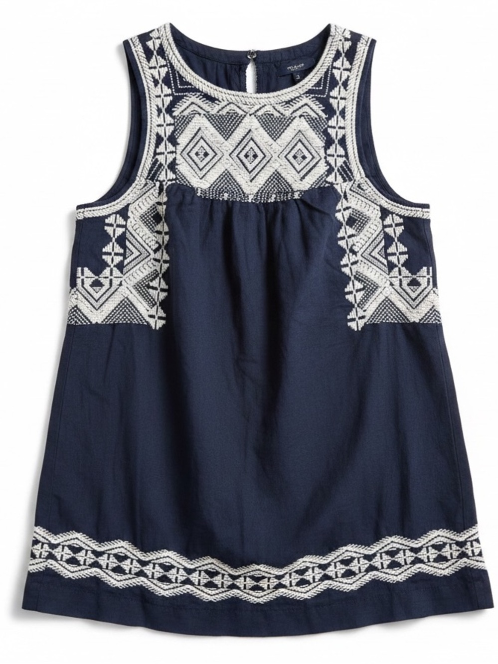 Madewell Navy & White Embroidered Sleeveless Dress